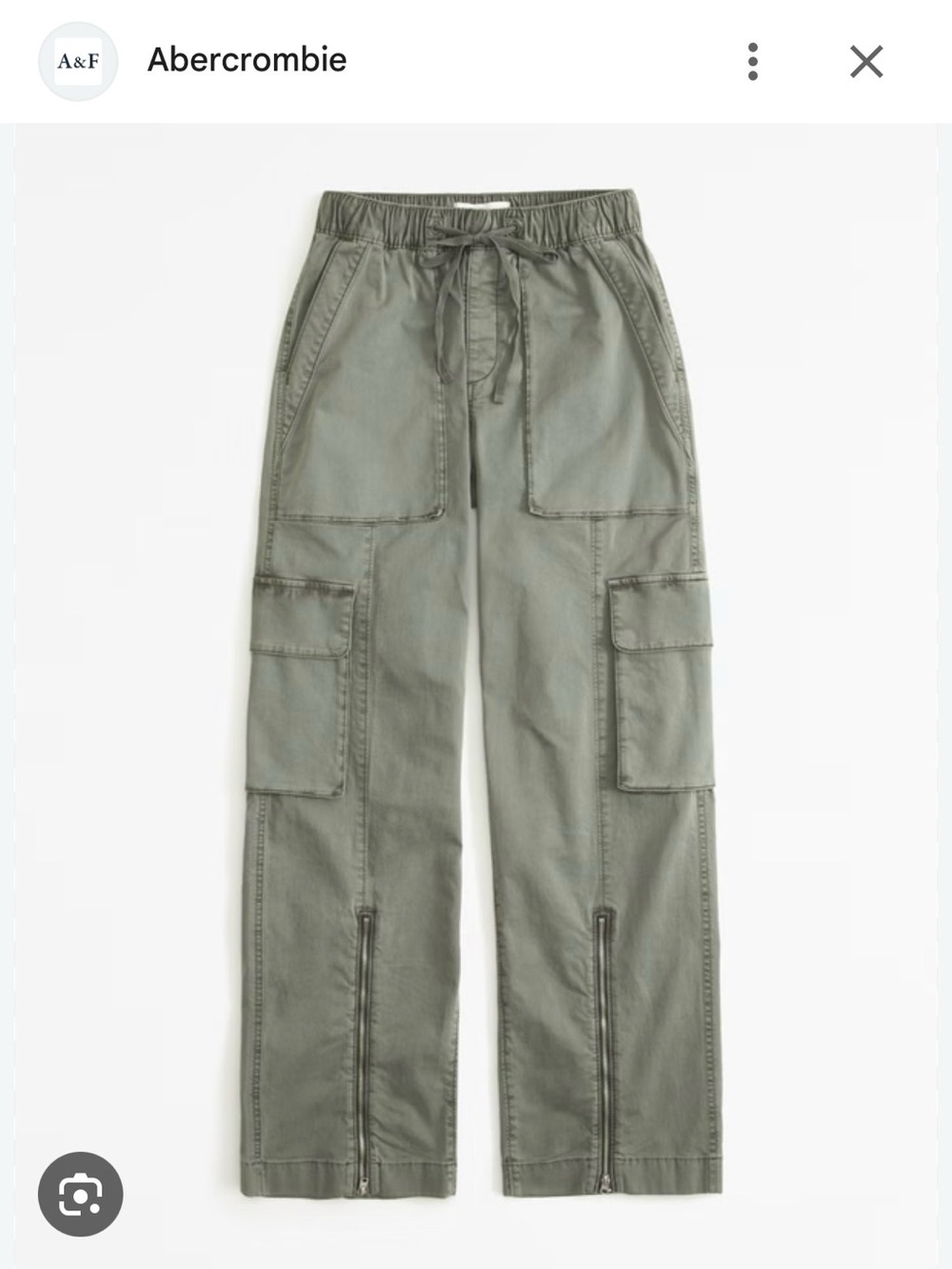 Abercrombie Fitch Baggy Cargo Pants Women S Army Green Pull-on Drawstring Zipper